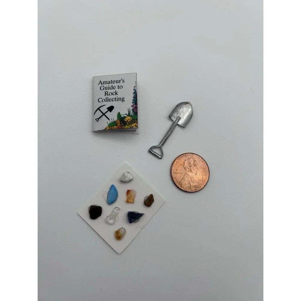 Handmade By Artist Miniature Rock Collector Kit, With A Printed Guide 1:12 - Picture 1 of 7